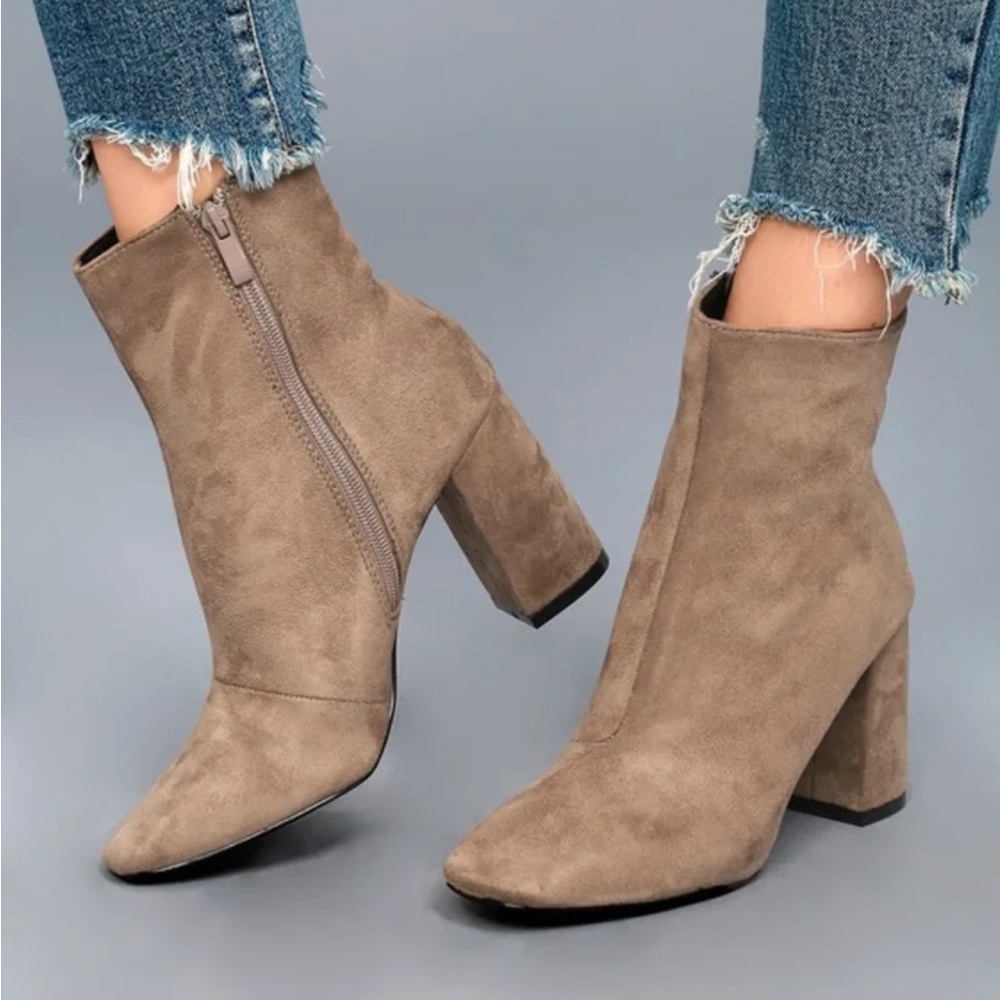 Lulus My Generation Taupe Suede High Heel Mid-Calf Boots